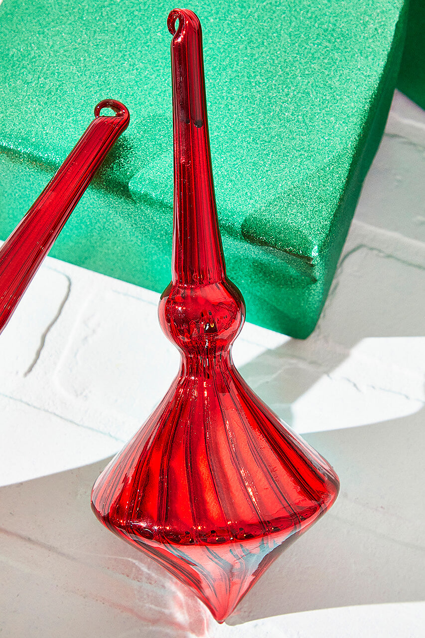 10" Red Glass Drop Ornament
