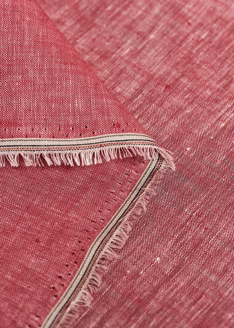 1 Yard Red or Off White Melange Linen Fabric Flat Weave Lightweight 58 Inches Wide