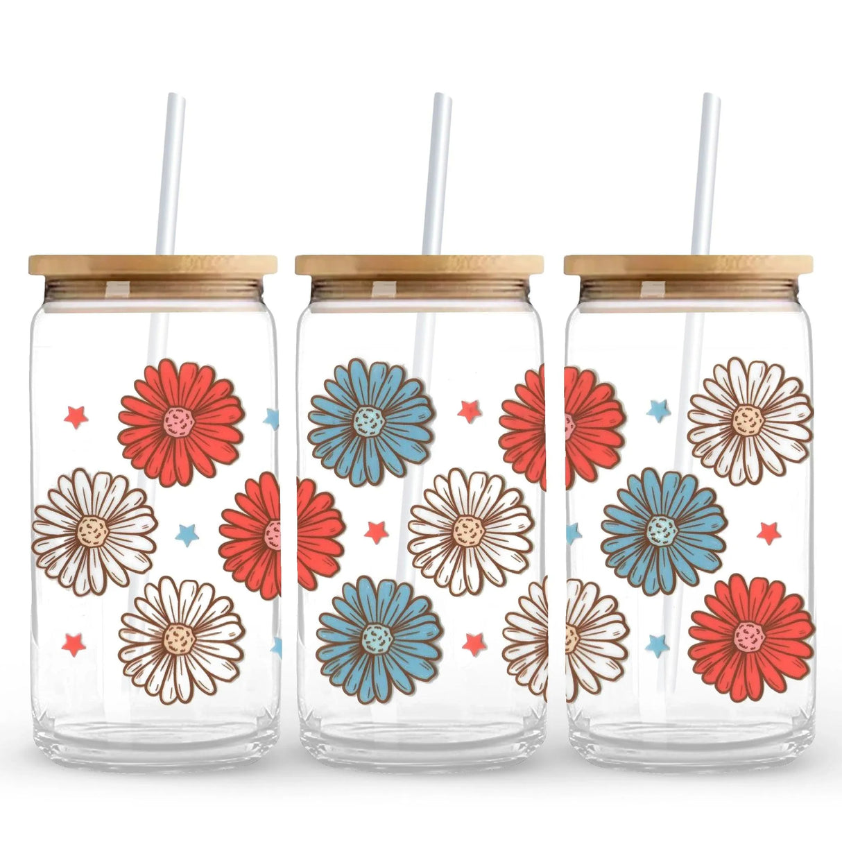 UV DTF Wrap - Red, White & Bloom (9.7" x4.3")