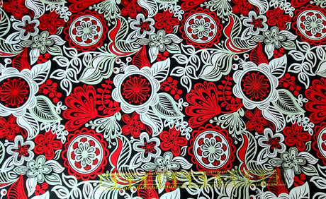 Quilting Cotton Red and White Floreo Floral Brother Sister Design Studio