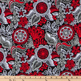 Quilting Cotton Red and White Floreo Floral Brother Sister Design Studio