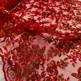 Beaded Sequined Floral Lace Fabric