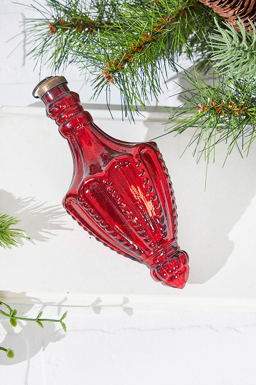 7.25 Inch Mercury Glass Red Chandelier Drop Ornament