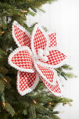 19" x 12" Red & White Polka Dot Poinsettia Stem