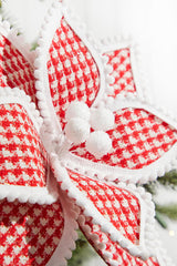 19" x 12" Red & White Polka Dot Poinsettia Stem