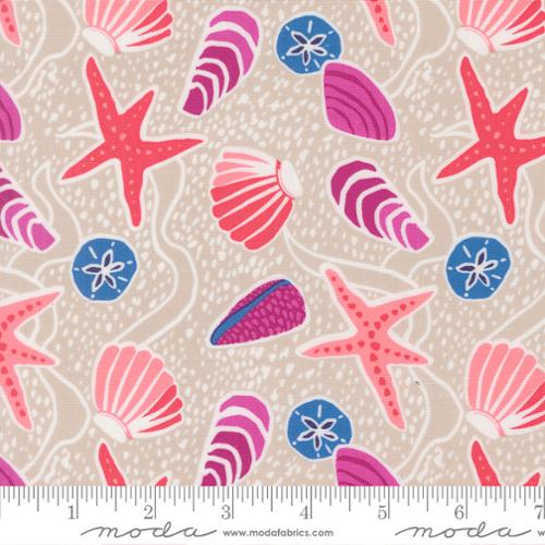 Cotton Print Reef Sea Shells Sand 44/45 Fabric