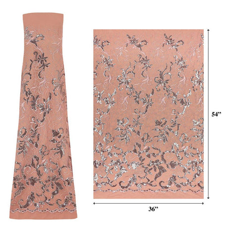 Renaissance Stretch Mesh Sequin Fabric - Royal, White, Champagne, Coral, Red, Burgundy, Green, Navy, Black, 54" Width (1 Yard)