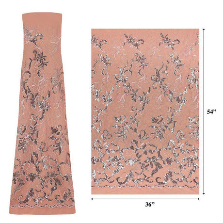 Renaissance Stretch Mesh Sequin Fabric - Royal, White, Champagne, Coral, Red, Burgundy, Green, Navy, Black, 54" Width (1 Yard)