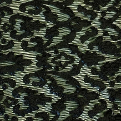 Renee Embroidered Mesh Polyester Spandex Fabric - Embroidered Pleather, 54" Cut Width, 50" Usable Width, 180 Gsm (1 Yard)