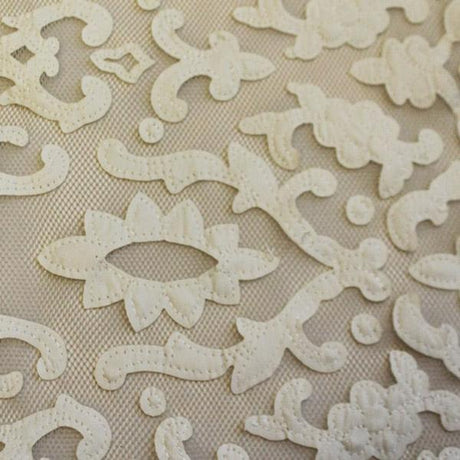 Renee Embroidered Mesh Polyester Spandex Fabric - Embroidered Pleather, 54" Cut Width, 50" Usable Width, 180 Gsm (1 Yard)