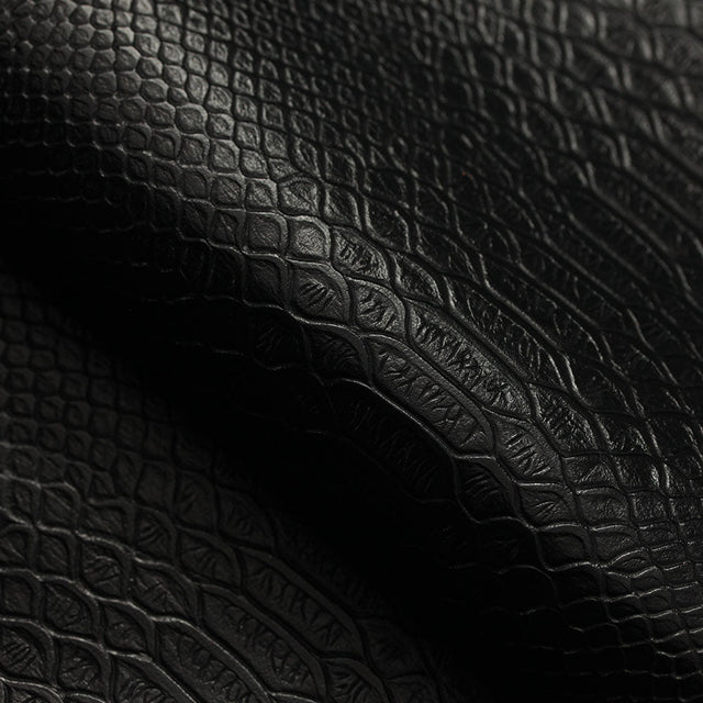 Reptile Polyurethane/Polyester Fabric - Black Reptile Texture, 58" Width (1 Yard)