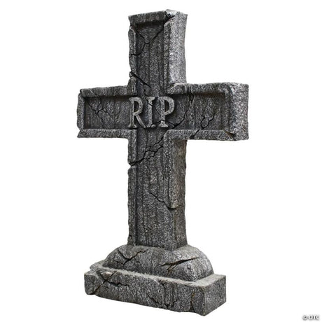 Rest in Peace Cross Tombstone Halloween Yard Decoration for Graveyard, for a spooky Halloween graveyard display