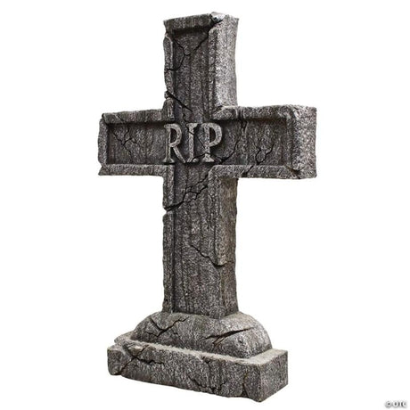 Rest in Peace Cross Tombstone Halloween Yard Decoration for Graveyard, for a spooky Halloween graveyard display