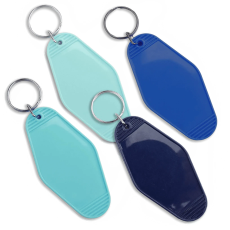 Retro Motel Keychain with Silver Ring - Royal Blue (4 per Set)