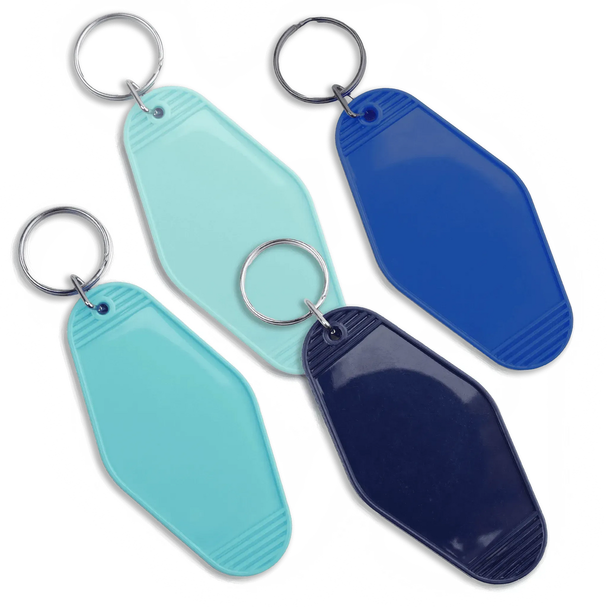 Retro Motel Keychain with Silver Ring - Navy Blue (4 per Set)