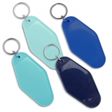 Retro Motel Keychain with Silver Ring - Navy Blue (4 per Set)