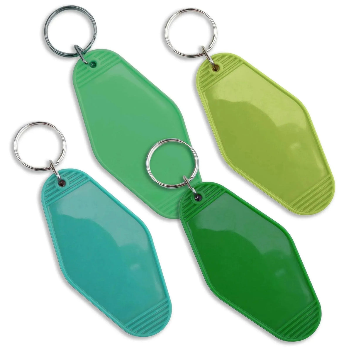 Retro Motel Keychain with Silver Ring - Lime Green (4 per Set)
