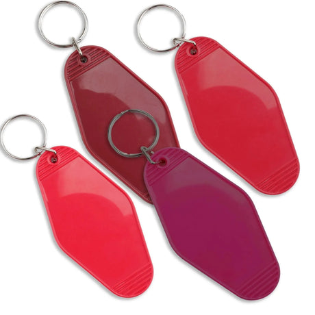 Retro Motel Keychain with Silver Ring - Cherry Red (4 per Set)