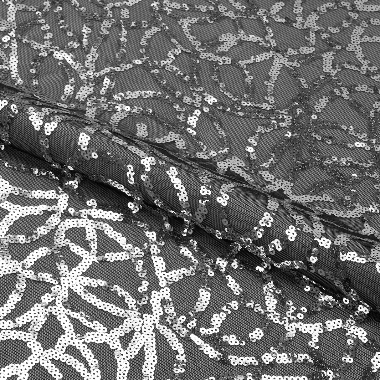 Sequin Stretch Mesh Fabric Black