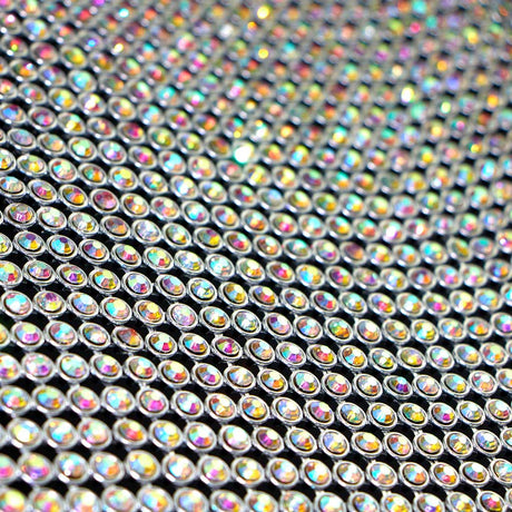 Rhinestone Aluminum Scale Mesh Fabric - Iridescent, Scale Pattern, 21" X 62" (1 Piece)