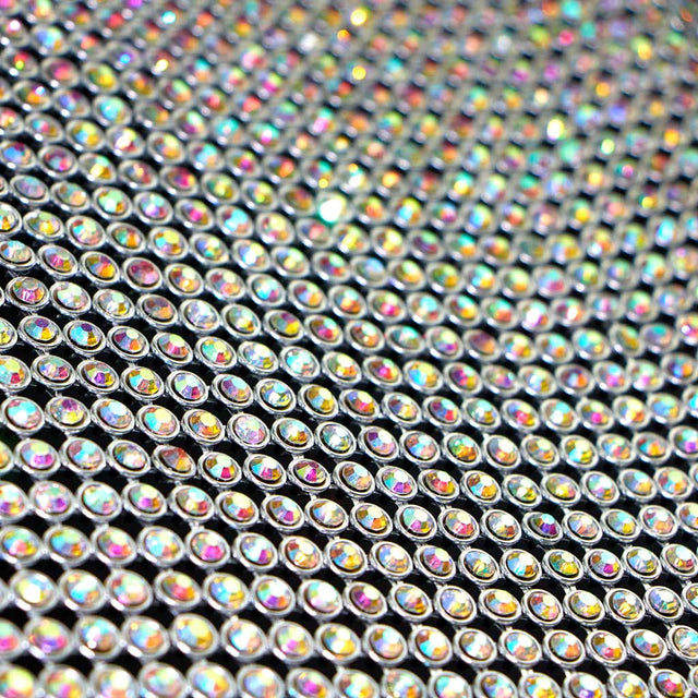 Rhinestone Aluminum Scale Mesh Fabric - Iridescent, Scale Pattern, 21" X 62" (1 Piece)