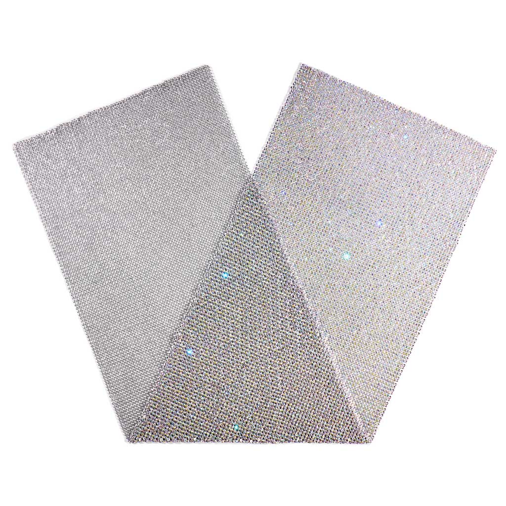 Rhinestone Aluminum Scale Mesh Fabric - Iridescent, Scale Pattern, 21" X 62" (1 Piece)