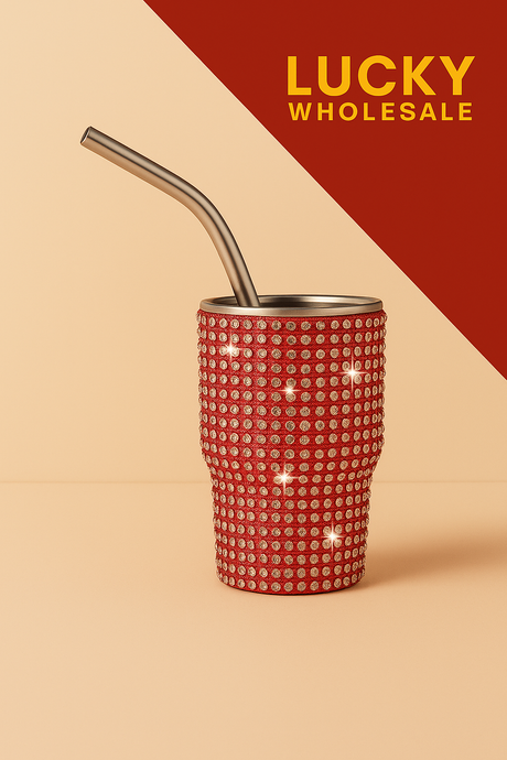 Thermal Sublimation Tumblers 2 Oz Rhinestone Shot Cup - Red, 2 Oz Capacity (1 Unit)
