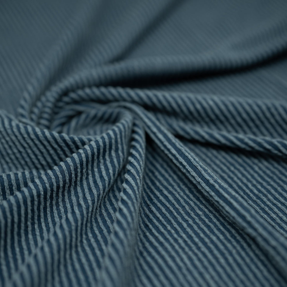 Rib Knit Polyester Rayon Spandex Fabric - Poseidon Blue, 4-Way Stretch, 51" Width (1 Yard)