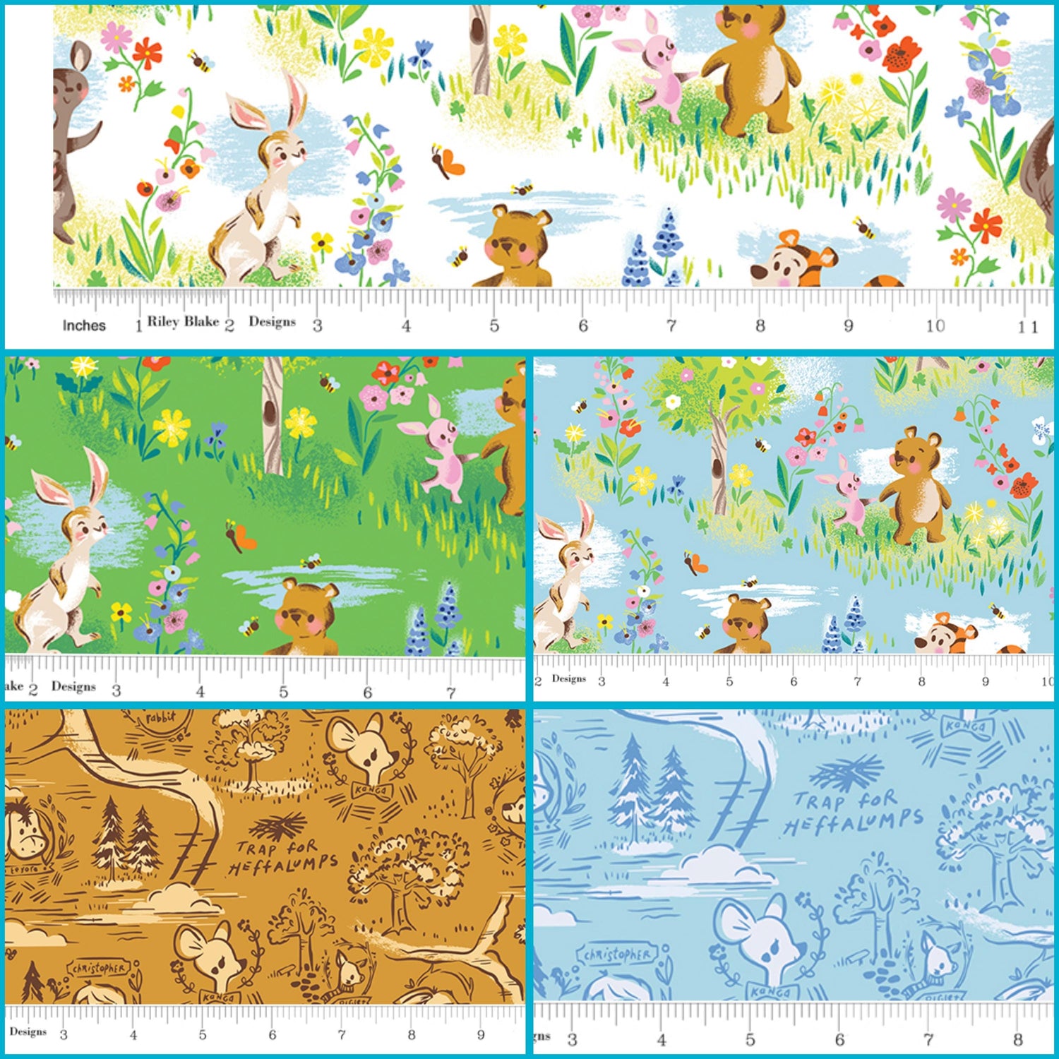Fat Quarter Bundle 100 Aker Woods Winnie the Pooh Riley Blake