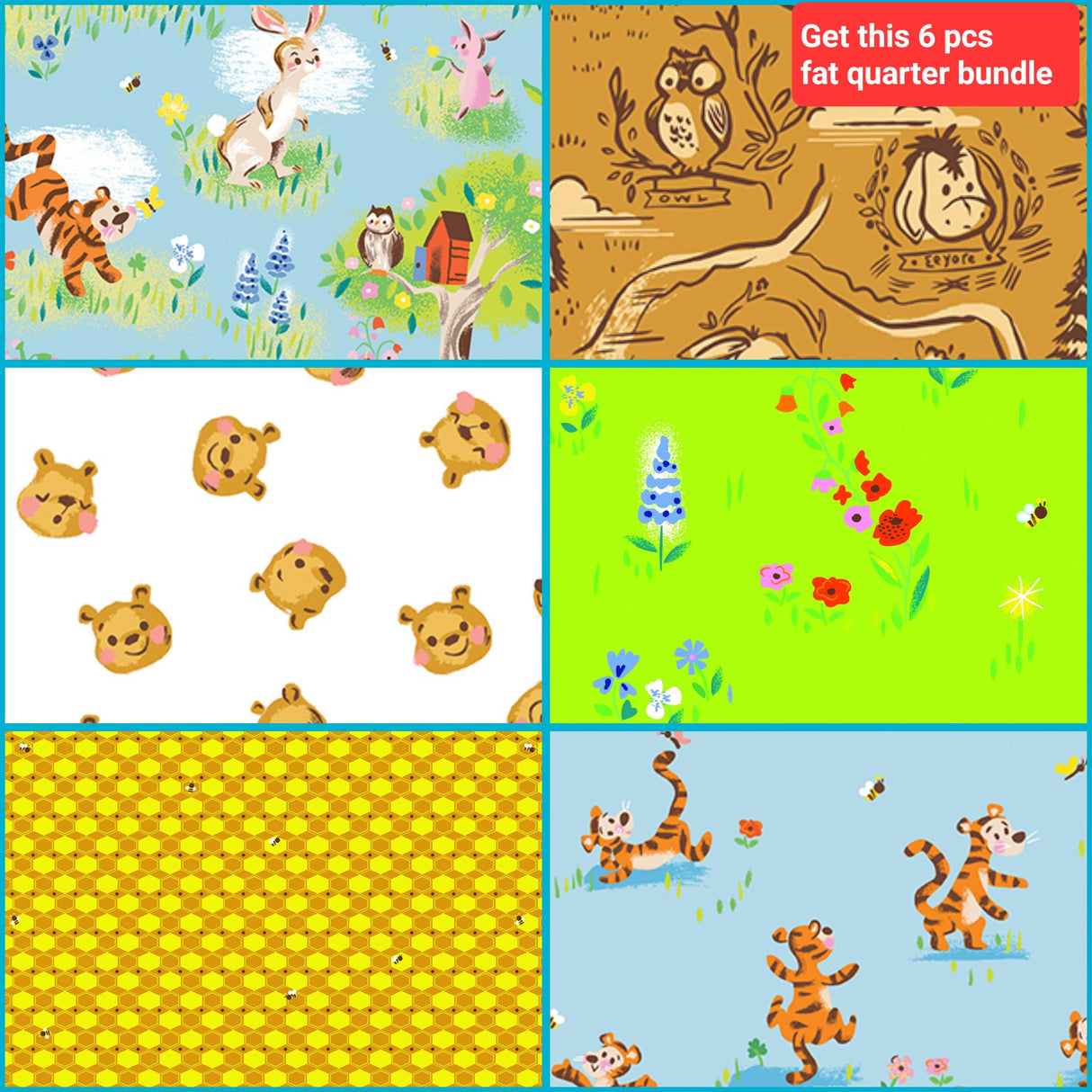 Fat Quarter Bundle 100 Aker Woods Winnie the Pooh Riley Blake
