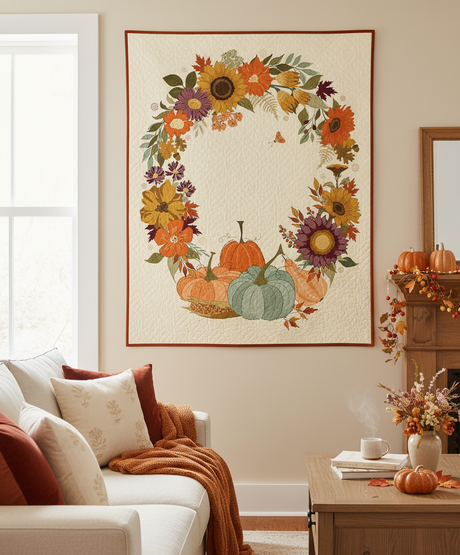 Fabric Panel The Awe of Autumn Autumn Wreath Cream Riley Blake