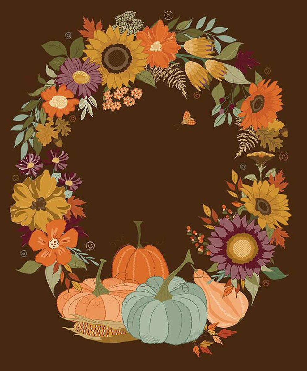 Fabric Panel The Awe of Autumn Autumn Wreath Riley Blake
