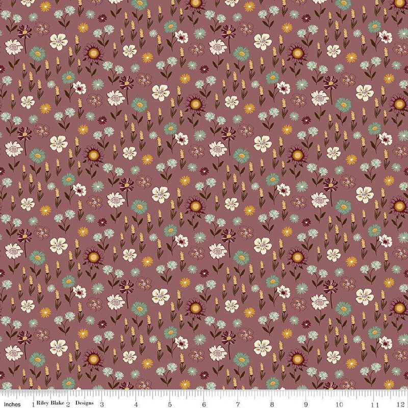 Quilting Cotton The Awe of Autumn Floral Purple Riley Blake Designs
