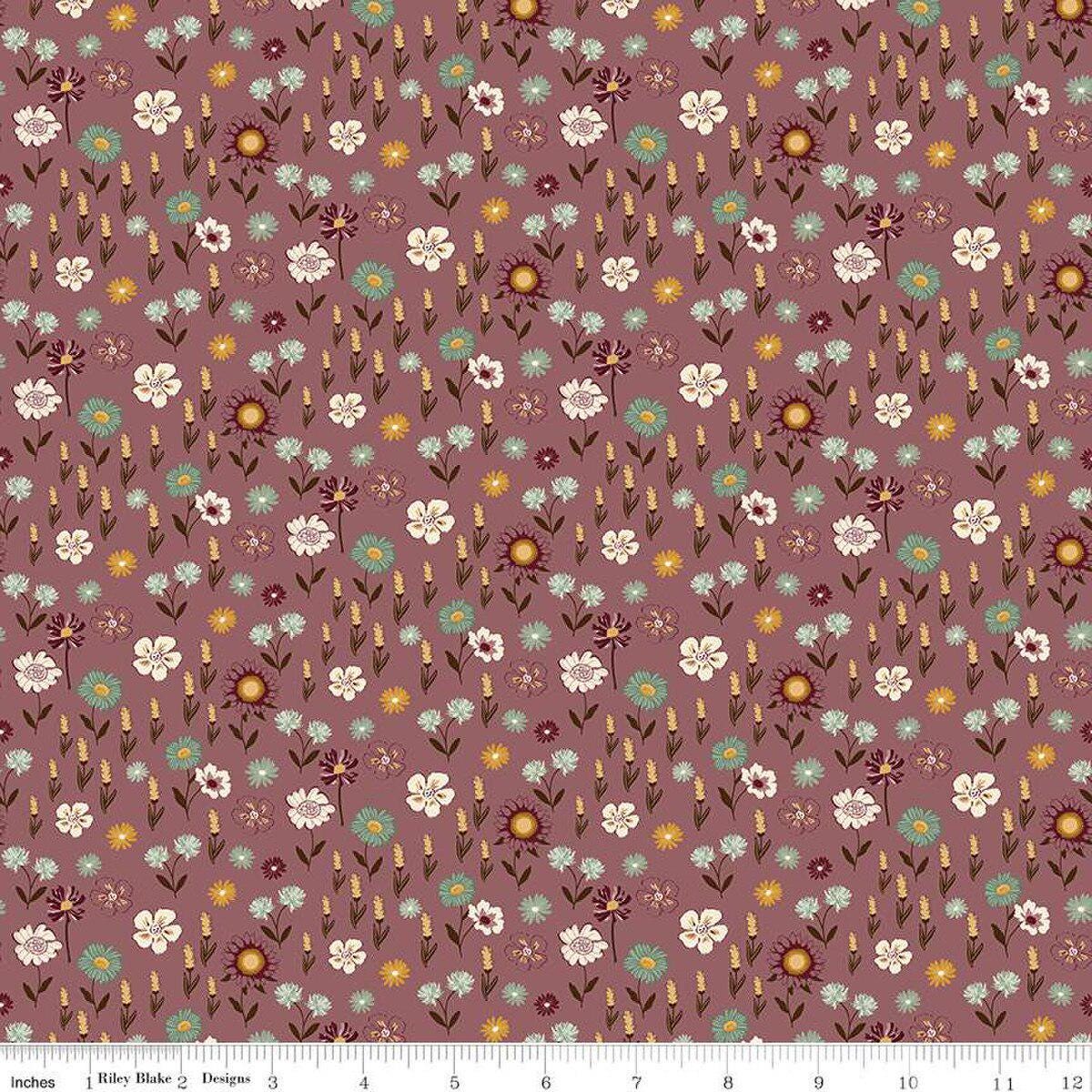 Quilting Cotton The Awe of Autumn Floral Purple Riley Blake Designs