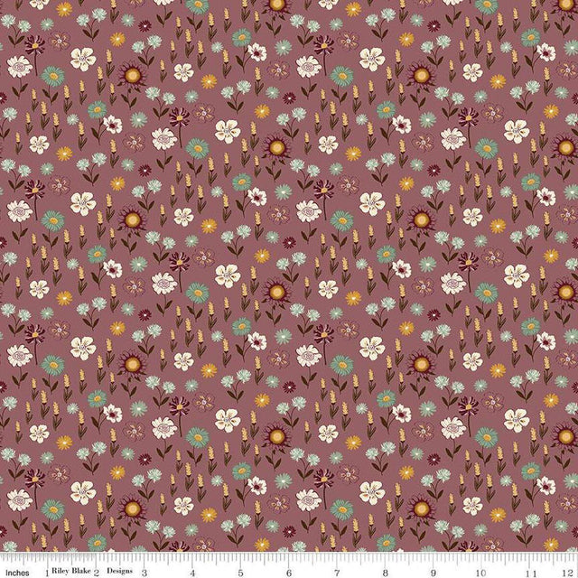Quilting Cotton The Awe of Autumn Floral Purple Riley Blake Designs