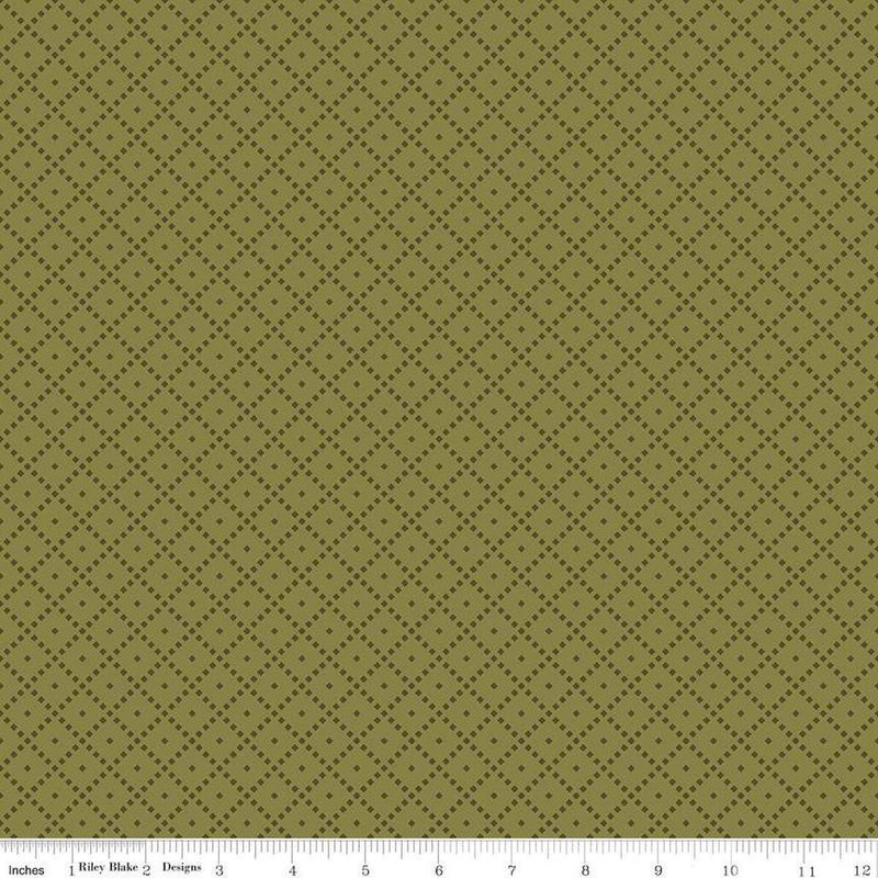 Quilting Cotton The Awe of Autumn Grid Hazy Green Riley Blake Designs