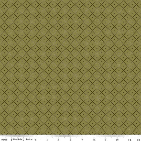 Quilting Cotton The Awe of Autumn Grid Hazy Green Riley Blake Designs