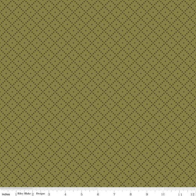 Quilting Cotton The Awe of Autumn Grid Hazy Green Riley Blake Designs