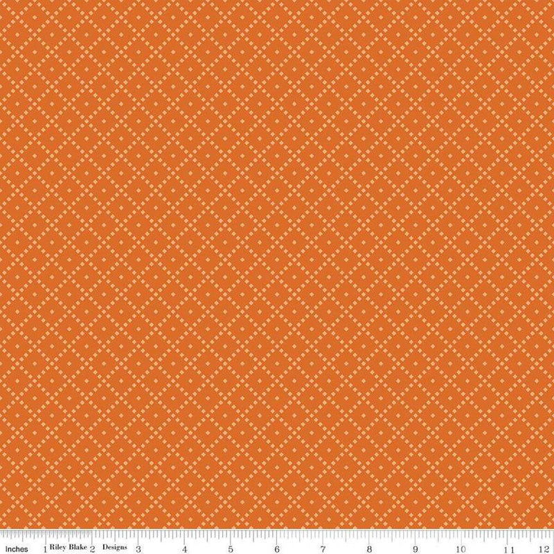 Quilting Cotton The Awe of Autumn Grid Orange Riley Blake Designs