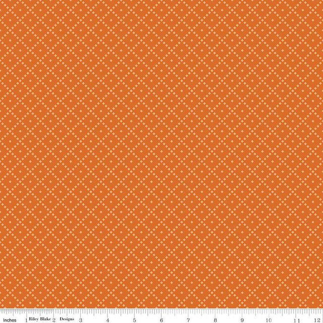 Quilting Cotton The Awe of Autumn Grid Orange Riley Blake Designs