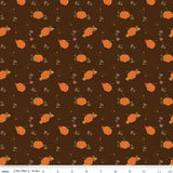 Quilting Cotton The Awe of Autumn Pumpkins Brown Riley Blake Designs