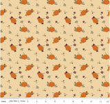 Quilting Cotton The Awe of Autumn Pumpkins Latte Riley Blake
