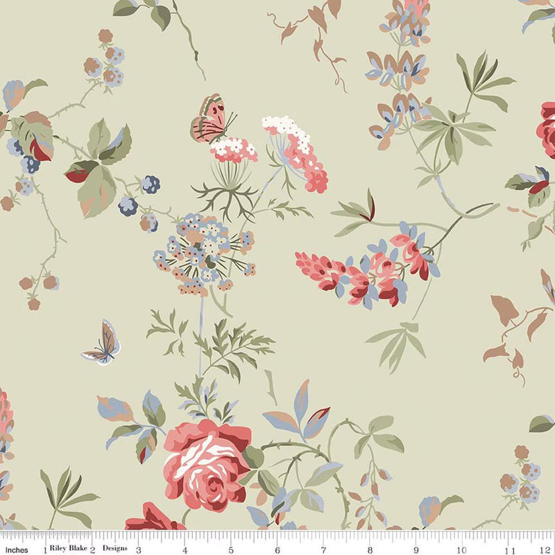 Wide Quilt Backing Anne of Green Gables Floral Sage 3-Yard Package Riley Blake