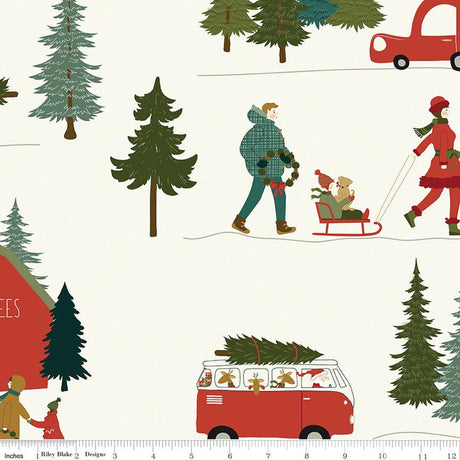 Wide Quilt Backing Christmas Is in Town Cream Riley Blake