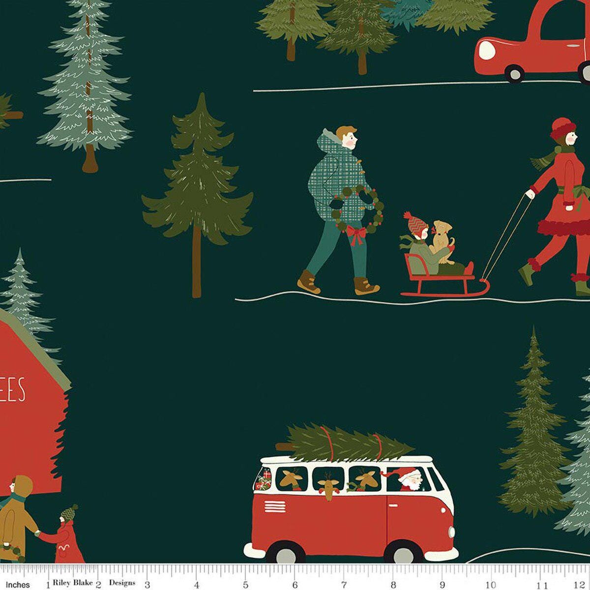 Wide Quilt Backing Christmas Is in Town Forest Riley Blake