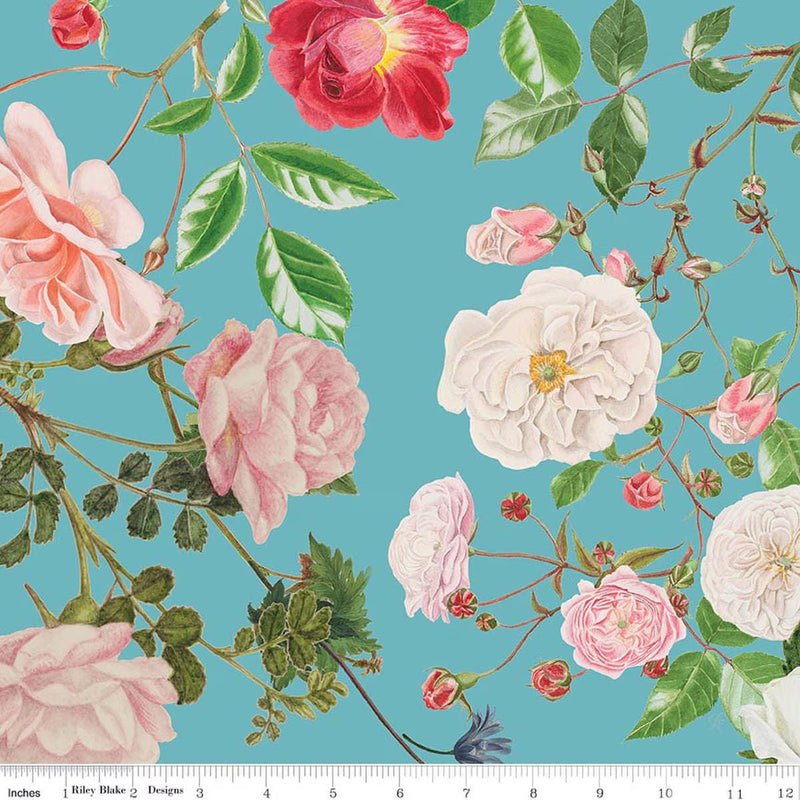 Wide Quilt Backing Floral Gardens Sky 3-Yard Package Riley Blake