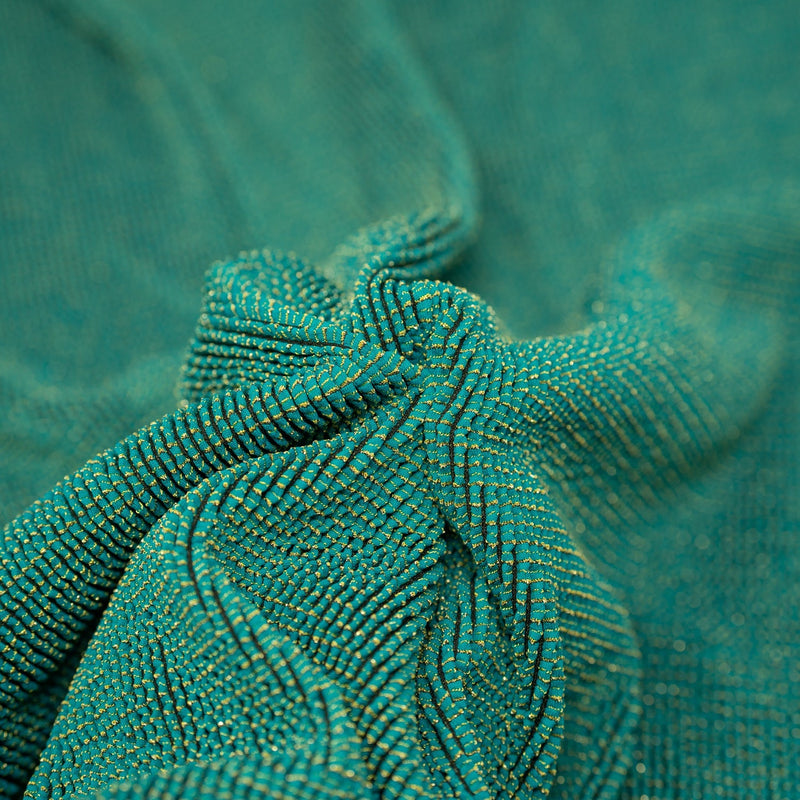 Ritzy Crinkle Nylon Polyester Spandex Metallic Fabric - Crinkle Jacquard, 4-Way Stretch, 22" Width, 680 Gsm (1 Yard)