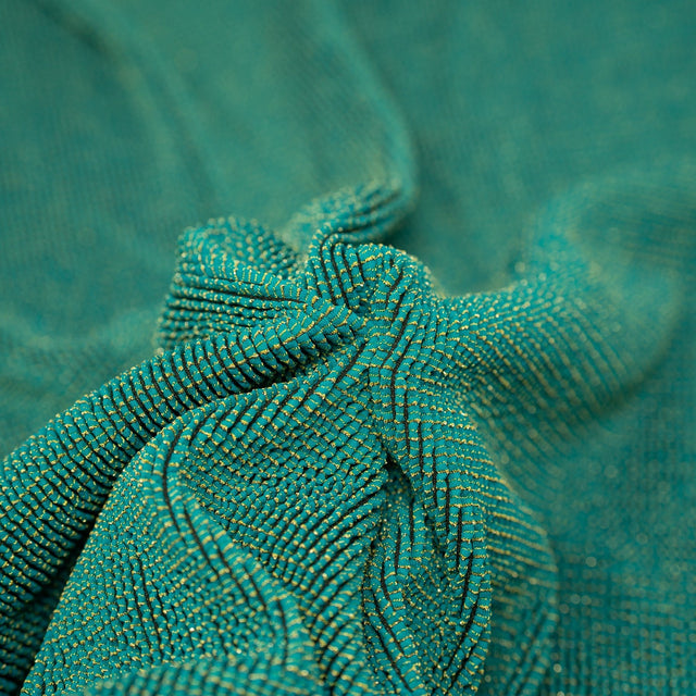 Ritzy Crinkle Nylon Polyester Spandex Metallic Fabric - Crinkle Jacquard, 4-Way Stretch, 22" Width, 680 Gsm (1 Yard)
