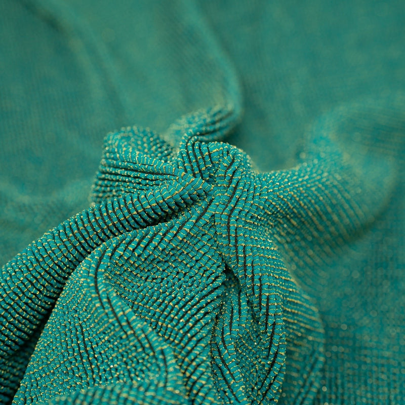 Ritzy Crinkle Nylon Polyester Spandex Metallic Fabric - Crinkle Jacquard, 4-Way Stretch, 22" Width (1 Yard)