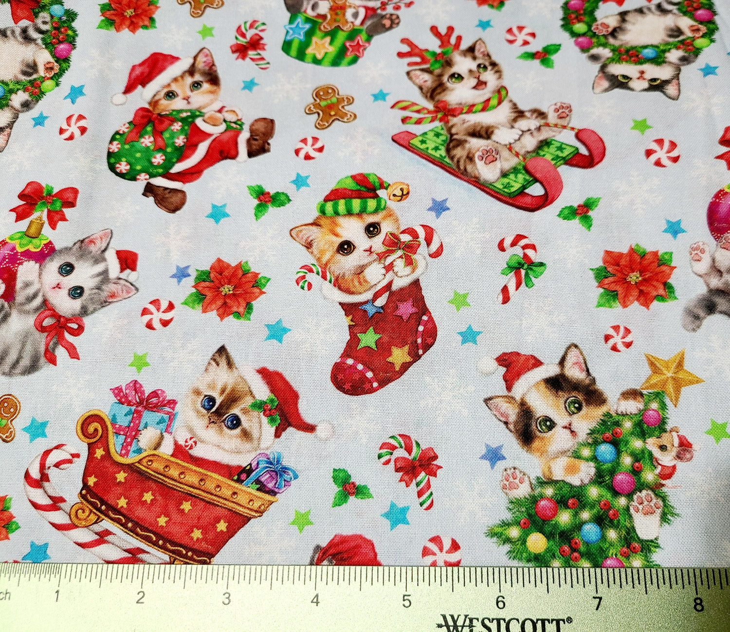 Quilting Cotton Christmas Kitties Robert Kaufman